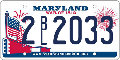 MD license plate 2BL2033
