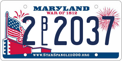 MD license plate 2BL2037