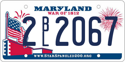 MD license plate 2BL2067