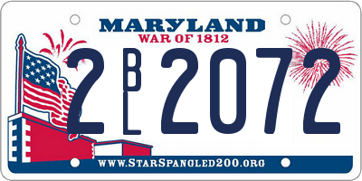 MD license plate 2BL2072