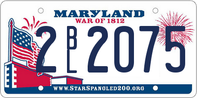 MD license plate 2BL2075