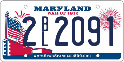 MD license plate 2BL2091
