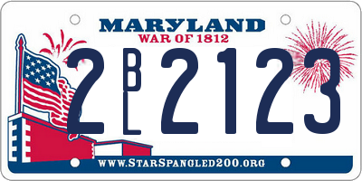 MD license plate 2BL2123