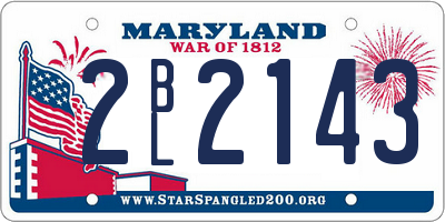 MD license plate 2BL2143