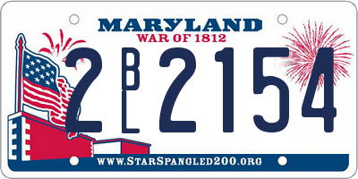 MD license plate 2BL2154