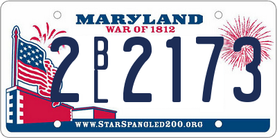 MD license plate 2BL2173