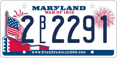 MD license plate 2BL2291