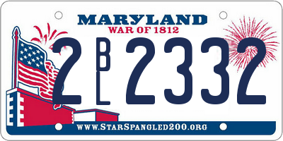 MD license plate 2BL2332