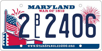 MD license plate 2BL2406