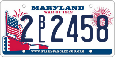 MD license plate 2BL2458