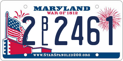 MD license plate 2BL2461