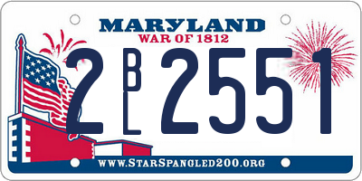 MD license plate 2BL2551