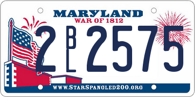 MD license plate 2BL2575