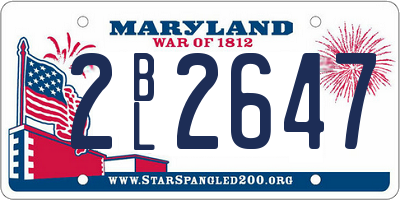 MD license plate 2BL2647