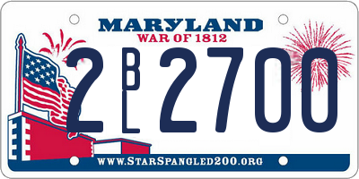 MD license plate 2BL2700