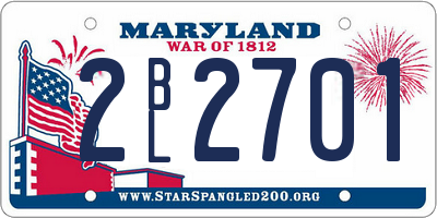 MD license plate 2BL2701