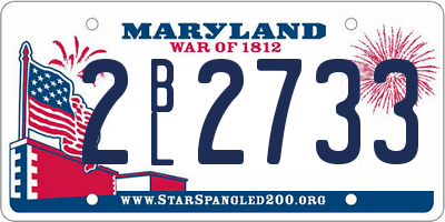 MD license plate 2BL2733
