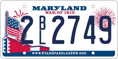 MD license plate 2BL2749
