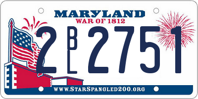 MD license plate 2BL2751