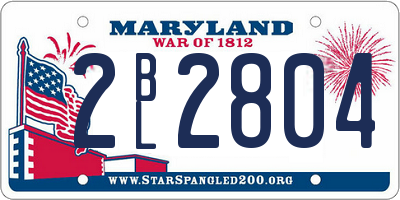 MD license plate 2BL2804