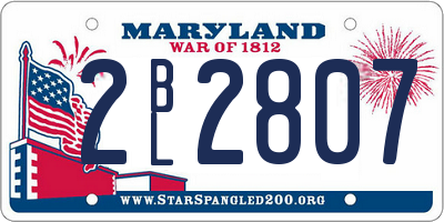 MD license plate 2BL2807