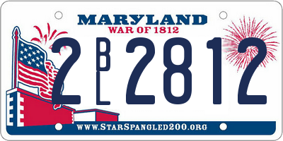 MD license plate 2BL2812