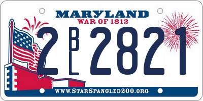 MD license plate 2BL2821