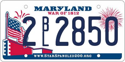 MD license plate 2BL2850