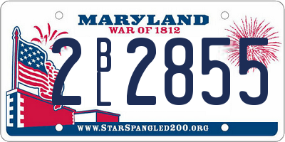 MD license plate 2BL2855
