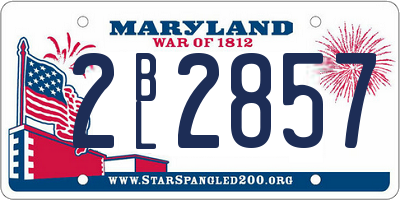 MD license plate 2BL2857