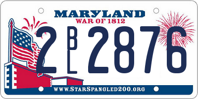 MD license plate 2BL2876