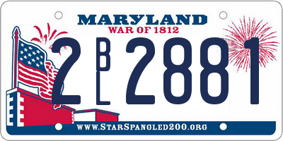 MD license plate 2BL2881