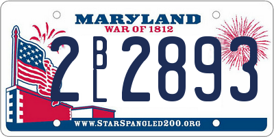 MD license plate 2BL2893