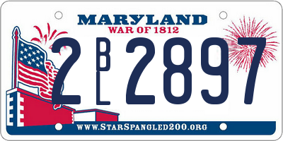 MD license plate 2BL2897