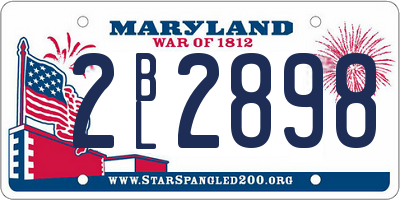 MD license plate 2BL2898
