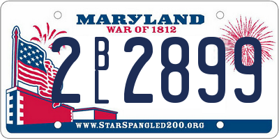MD license plate 2BL2899