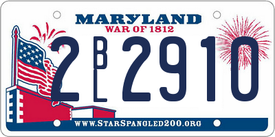 MD license plate 2BL2910