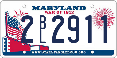 MD license plate 2BL2911