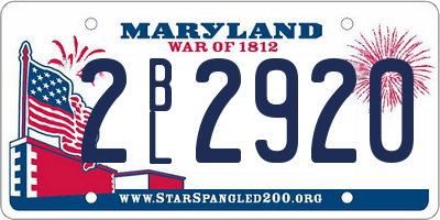 MD license plate 2BL2920