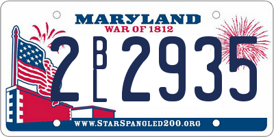 MD license plate 2BL2935