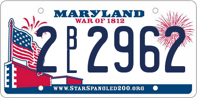 MD license plate 2BL2962