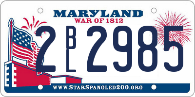 MD license plate 2BL2985