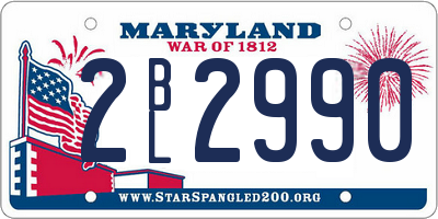 MD license plate 2BL2990