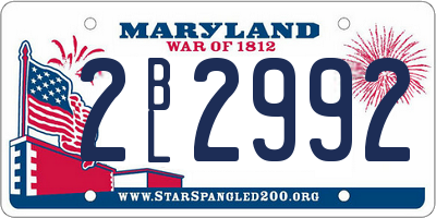 MD license plate 2BL2992