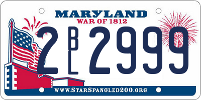 MD license plate 2BL2999