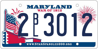 MD license plate 2BL3012