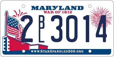 MD license plate 2BL3014