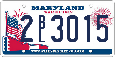 MD license plate 2BL3015