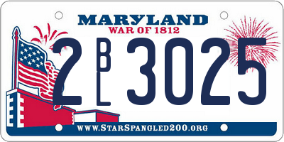 MD license plate 2BL3025
