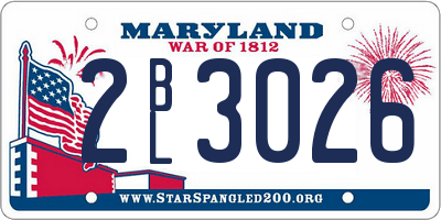 MD license plate 2BL3026